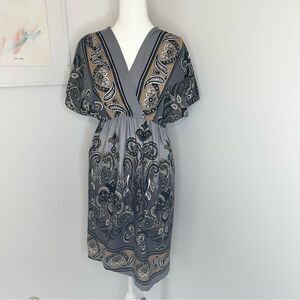Bailey Blue grey paisley print midi dress size medium